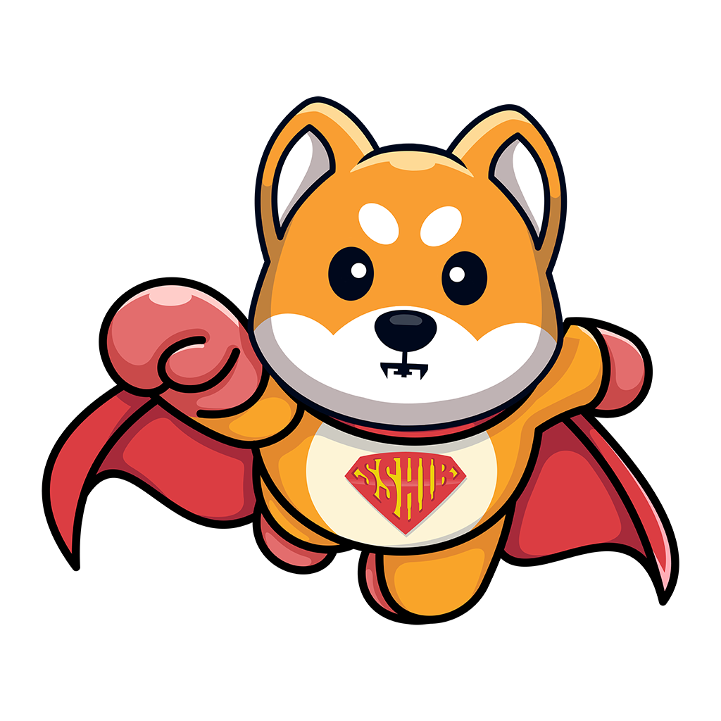Super Shiba Inu superhero character with red cape
